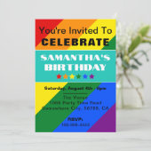 LGBTQプライドレインボーカラー誕生日招待状 招待状 (スタンド正面)