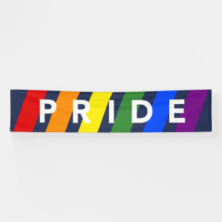 LGBTQプライドレインボーストライプズONネイビーブルー 横断幕
