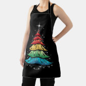 LGBTQプライドレインボーフラッグゲイクリスマスツリーギフト エプロン (インサイチュ)