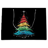 LGBTQプライドレインボーフラッグゲイクリスマスツリーギフト ラージペーパーバッグ (正面)