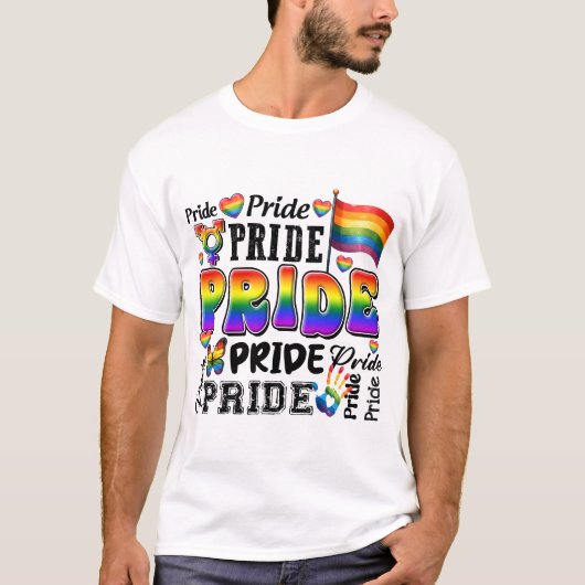 LGBTQプライドレインボーラブアンドサポート Tシャツ (正面)
