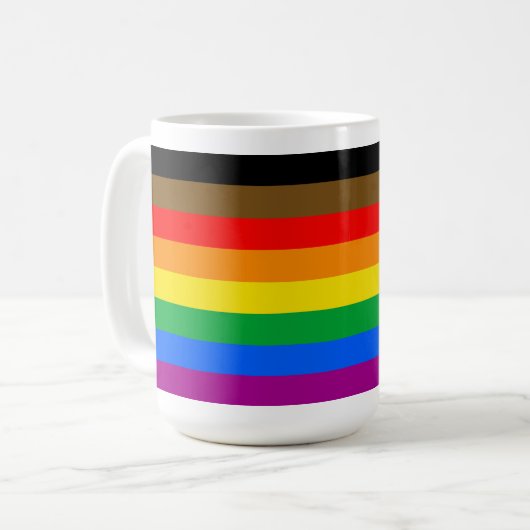LGBTQプライド国旗ストライプ(8) コーヒーマグカップ (正面左)
