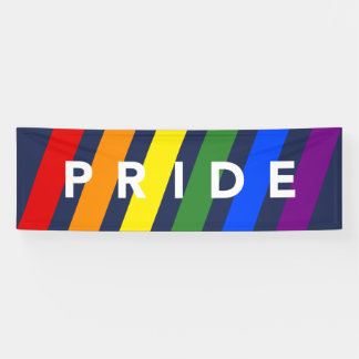 LGBTQプライド対角レインボーストライプズONネイビーブルー 横断幕
