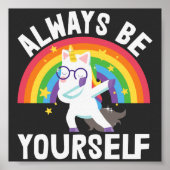 LGBTQプライド常に自分自身の虹のユニコーン ポスター (正面)