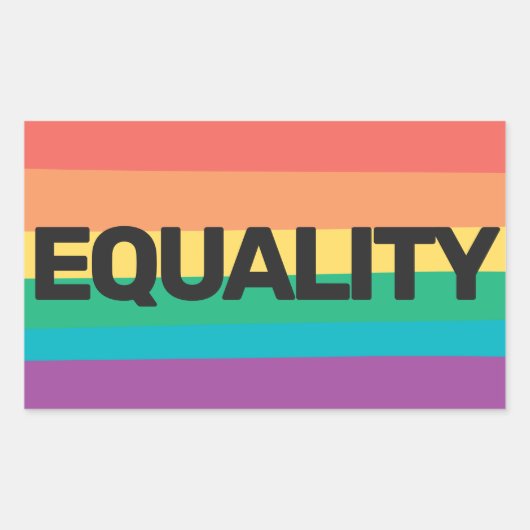 LGBTQプライド平等虹旗 長方形シール (正面)
