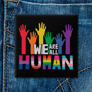 LGBTQプライド我々は人間の虹の手である 缶バッジ