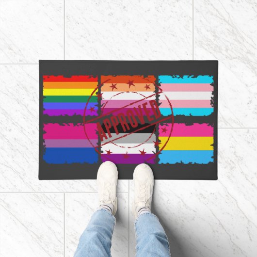 LGBTQプライド月ストライプフラグ ドアマット (室内)