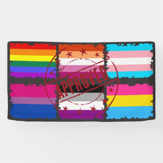 LGBTQプライド月ストライプフラグ 横断幕 (横)