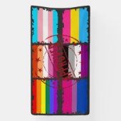 LGBTQプライド月ストライプフラグ 横断幕 (縦)