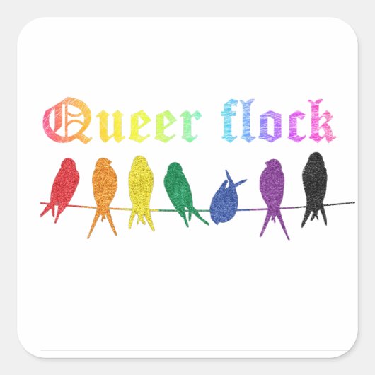 LGBTQプライド月レインボーフラッグ群 スクエアシール (正面)