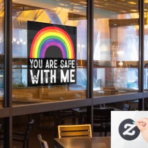 LGBTQプライド月間 レインボー「あなたは私と一緒にいれば安心」 ウィンドウサイン