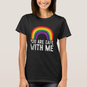 LGBTQプライド月間 レインボー You Are Safe With Me Tシャツ