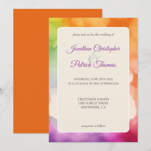 LGBTQプライド結婚の愛はラブレインボー 案内状 (正面/裏面)