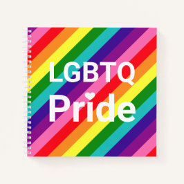LGBTQプライド ホワイトハートの斜めストライプ ノートブック