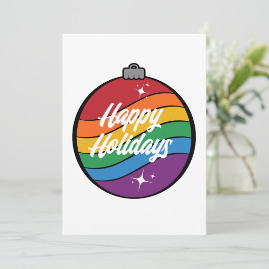 LGBTQプライド・レインボーフラッグのクリスマス・オーナメント シーズンカード (スタンド正面)