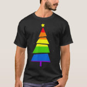 LGBTQプライド レインボーフラッグ ゲイ クリスマスツリー Xマス G Tシャツ (正面)