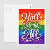 LGBTQプライド「Y'all Means All」 ポストカード (正面/裏面)