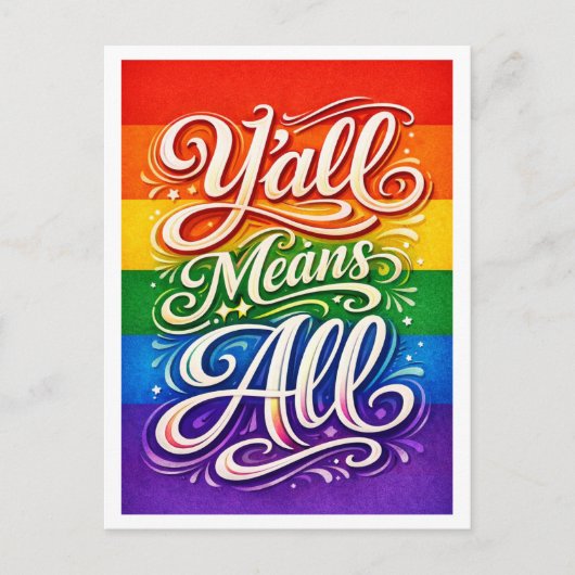 LGBTQプライド「Y'all Means All」 ポストカード (正面)