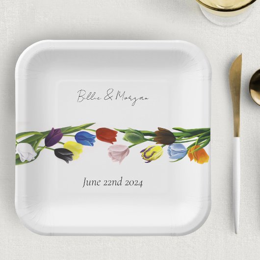 LGBTQプラスチューリップ花 ペーパープレート