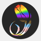 LGBTQプラスチューリップ花 ラウンドシール (正面)