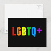 LGBTQプラスレインボーゲイプライドアクロニムブラック ポストカード (正面/裏面)