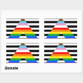 LGBTQプログレスアリープライド国旗 長方形シール (シート)