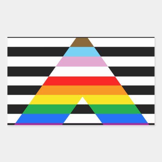 LGBTQプログレスアリープライド国旗 長方形シール (正面)