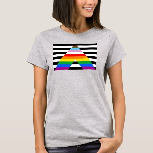 LGBTQプログレスアリープライド国旗 Tシャツ (正面)