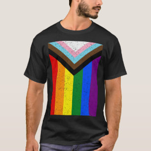 LGBTQプログレスフラグ レインボー トライアングル クエーサー 2 Tシャツ