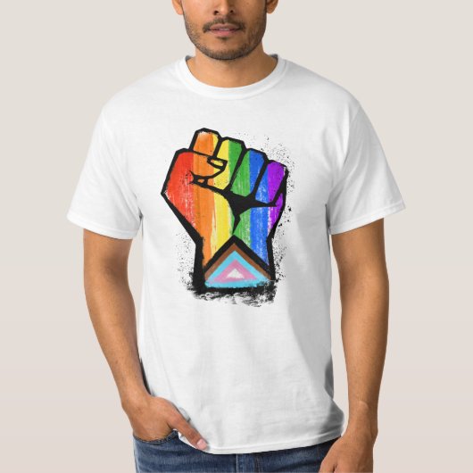 LGBTQプログレスプライド拳 Tシャツ (正面)