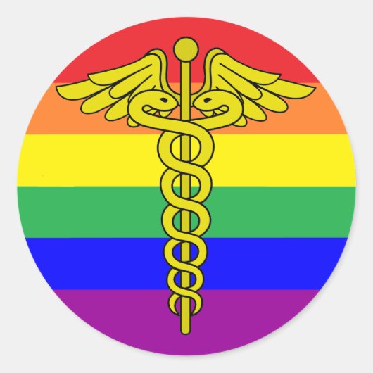 LGBTQヘルスケアCADUCEUSステッカー ラウンドシール (正面)