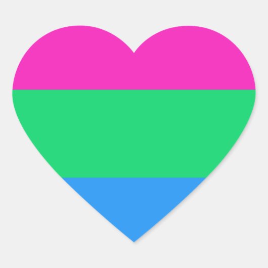 LGBTQポリセクシャルプライド国旗 ハートシール (正面)