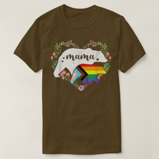LGBTQマママベア進行プライド旗ゲイ平等Righ Tシャツ (デザイン正面)