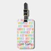 LGBTQモダンなタイポグラフィーのJust Married ラゲッジタグ (正面縦)