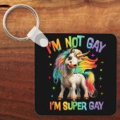 LGBTQユニコーンすごいゲイプライドLGBT Ally Rainbow Fl キーホルダー (正面)