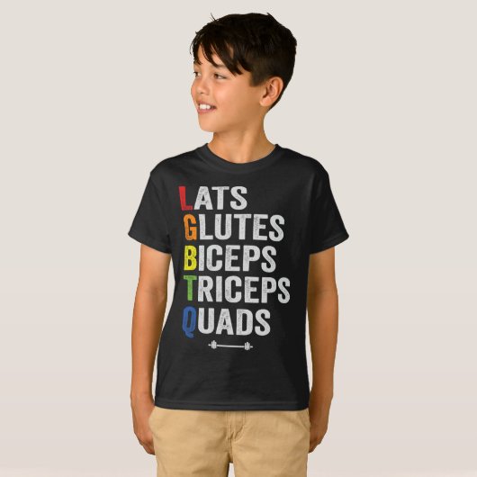 Lgbtqラッおもしろいトの二頭筋の二頭筋の四頭筋の重量 Tシャツ (正面フル)
