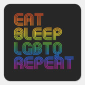 LGBTQリピ食べーTシャツのスリープ スクエアシール (正面)
