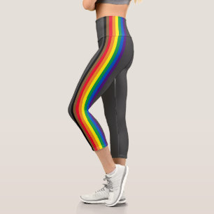Lgbtqレインボーストライプゲイフィリープライドフラググレー カプリレギンス