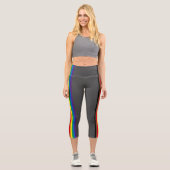 Lgbtqレインボーストライプゲイフィリープライドフラググレー カプリレギンス (正面)
