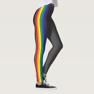 Lgbtqレインボーストライプゲイフィリープライドフラググレー レギンス
