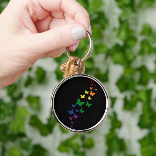 LGBTQレインボーバタフライトレイル キーホルダー (手)