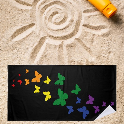 LGBTQレインボーバタフライトレイル ビーチタオル