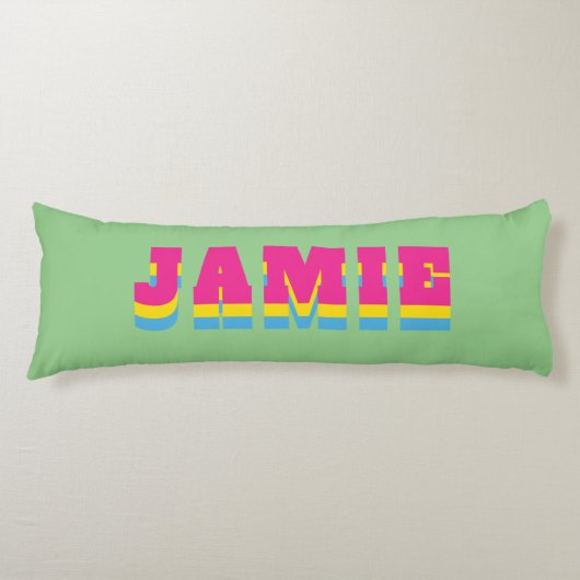 LGBTQレインボーパンセクシャルプライド国旗名前をカスタムする ボディピロー (正面)