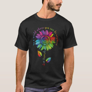 LGBTQレインボーヒマワールワールドフラワープライドビーエクア Tシャツ