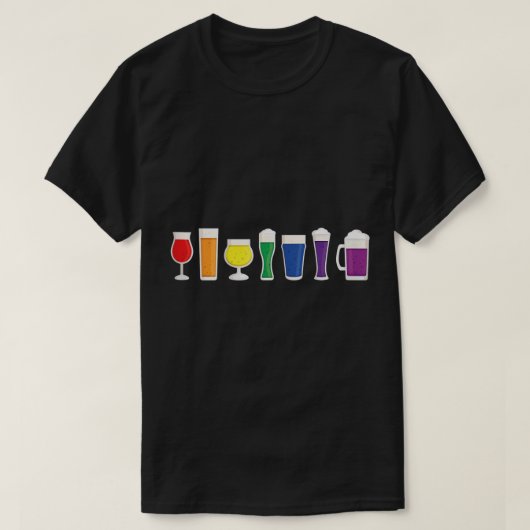 LGBTQレインボービールマグゲイ同性愛者プライド月誇りを持った Tシャツ (デザイン正面)