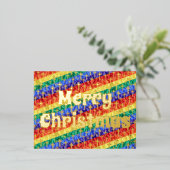 LGBTQレインボーフラッグイエズクロスメリークリスマス 箔シーズンポストカード (立ち正面)