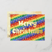 LGBTQレインボーフラッグイエズクロスメリークリスマス 箔シーズンポストカード (正面/裏面)