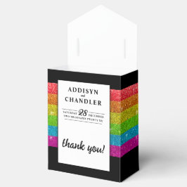 LGBTQレインボーブラックシックモダンズ結婚グリッター フェイバーボックス