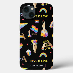 LGBTQレインボープライドパターン  モノグラム iPhone 13ケース