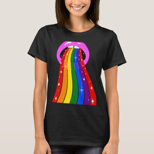 Lgbtqレインボーリップゲイプライド Tシャツ (正面)